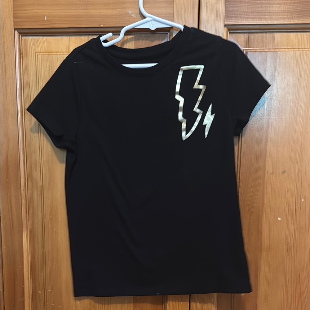 Cat and jack Black Kids T-Shirt with Gold Lightning Bolt